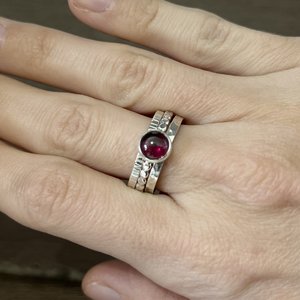 Garnet Beaded Stacking Ring